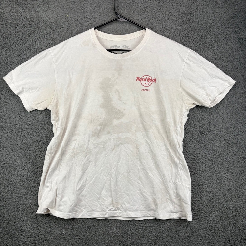 Hard Rock Cafe Memphis Graphic T Shirt Mens XL White Short Sleeve Cotton